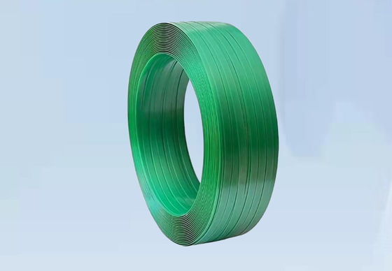9-32mm Customized Polyester Band Green PET Plastic Packing Belt Embossed Woven Surface