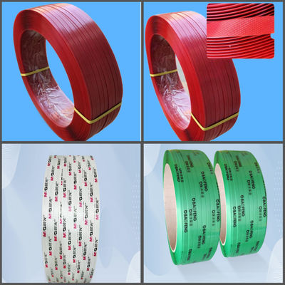 Soft Printed Embossed PET Packaging Strapping Tape 16mm 19mm Embossed PET Plastic Steel Packing Belt