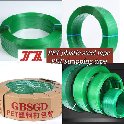 High Tenacity Pet Strap Roll Strapping Manufacturer For Packing Buildings Cargo Green Embossing