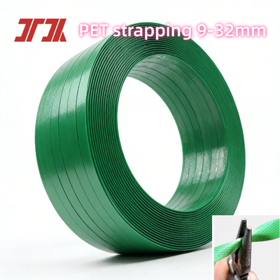Automatic PET strapping belt green 9 to 25 mm PET packing belt with smooth and even surface