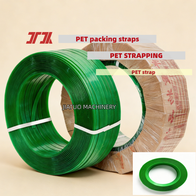 Automatic PET strapping belt green 9 to 25 mm PET packing belt with 100% PET bottle flakes